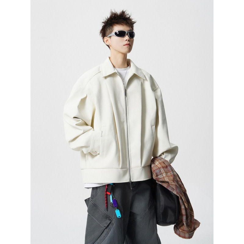 American-Style Clean and Fitted Faux Crocodile Leather Jacket for Men, Oversized Loose Trendy Brand Design Retro Cool Jacket