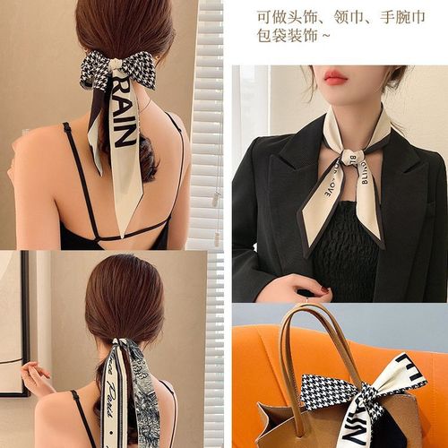 Silk scarf headband for women to tie hair and Internet celebrity 2024 new summer thin style French super fairy headband streamer ribbon headdress