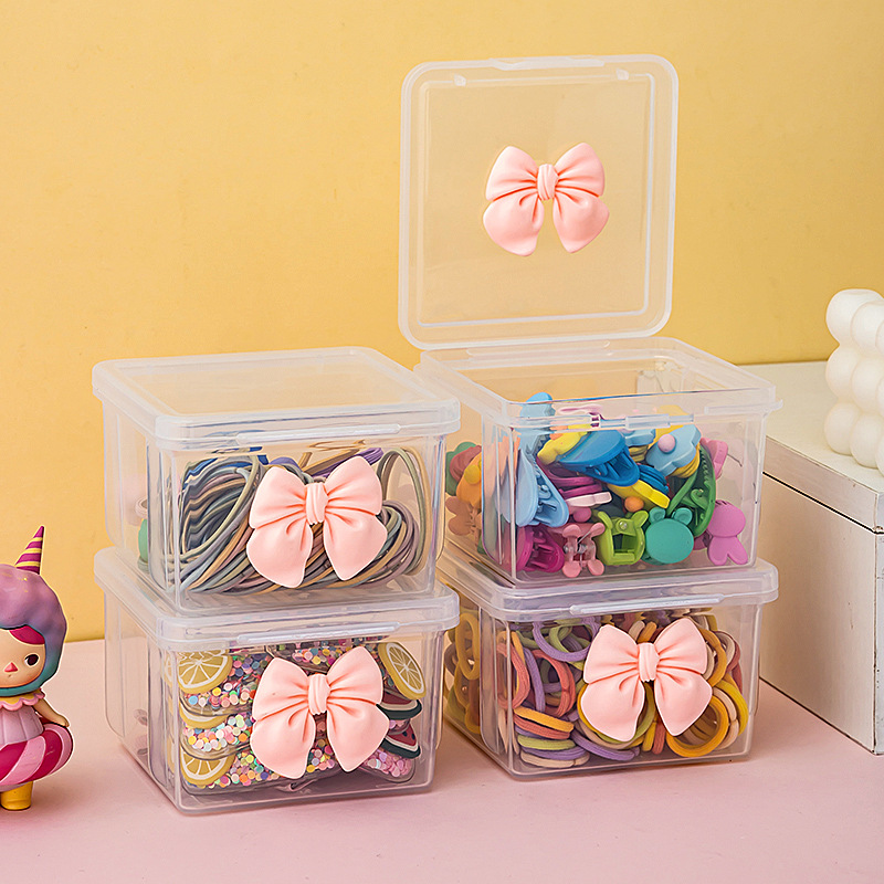 Children's Hair Accessories Storage Box Desktop Girl's Rubber Band Hair Rope Hairpin Hairpin Hairpin Sorting Hairband Headband Transparent Jewelry Box