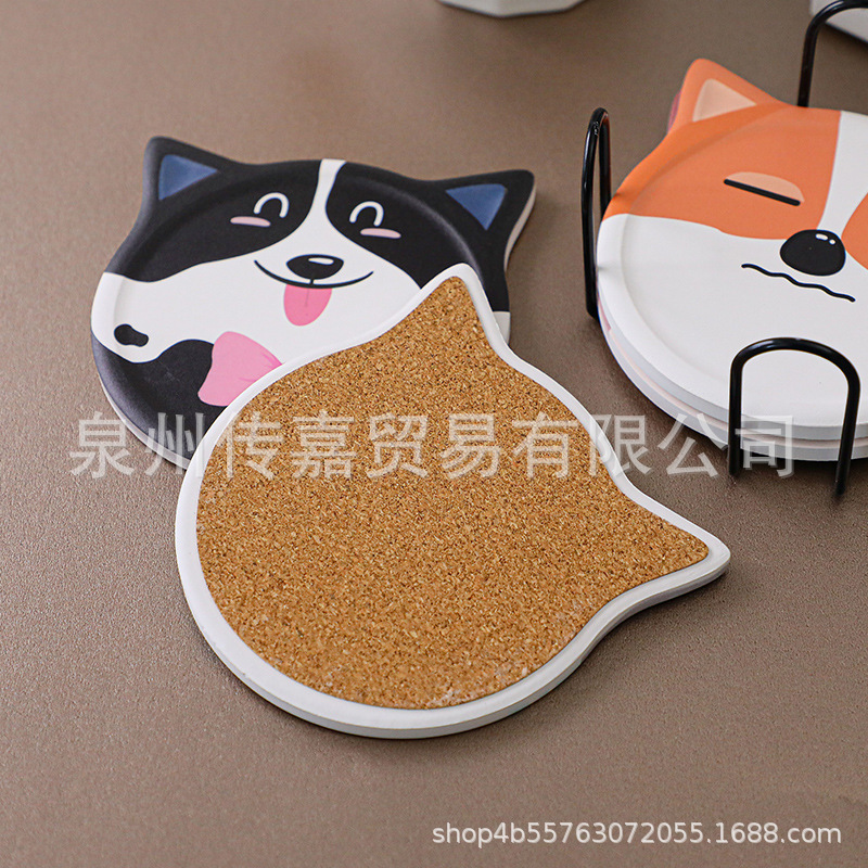 Cerámica posavasos gato creativo montaña corcho absorbente montaña lindo mascota de dibujos animados creativo regalo logotipo personalizado impresión
