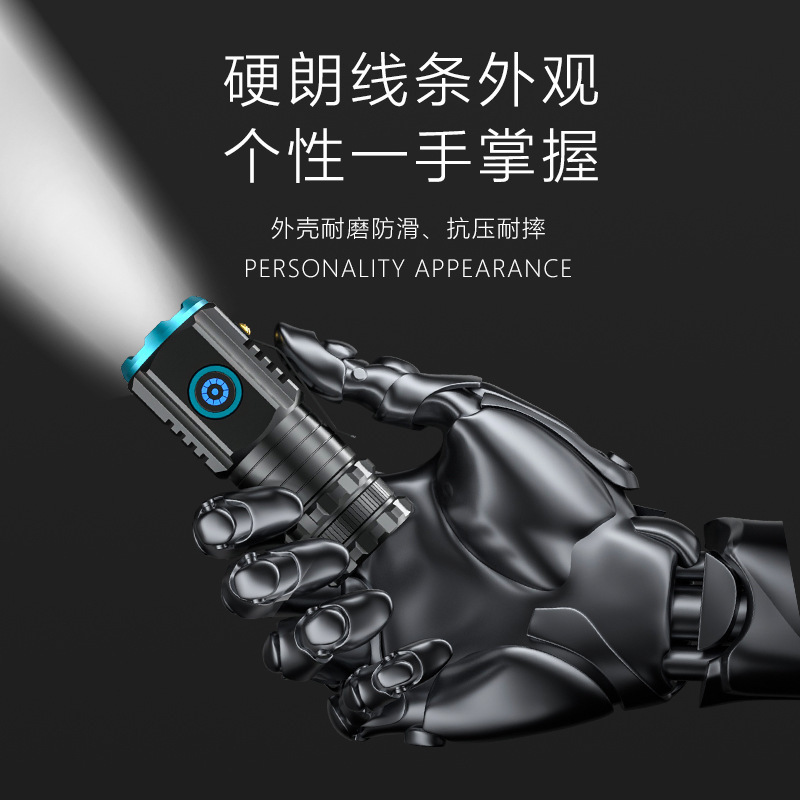 跨境强光超亮手电筒迷你爆闪三眼小钢炮磁吸铝合金户外多功能手电|undefined