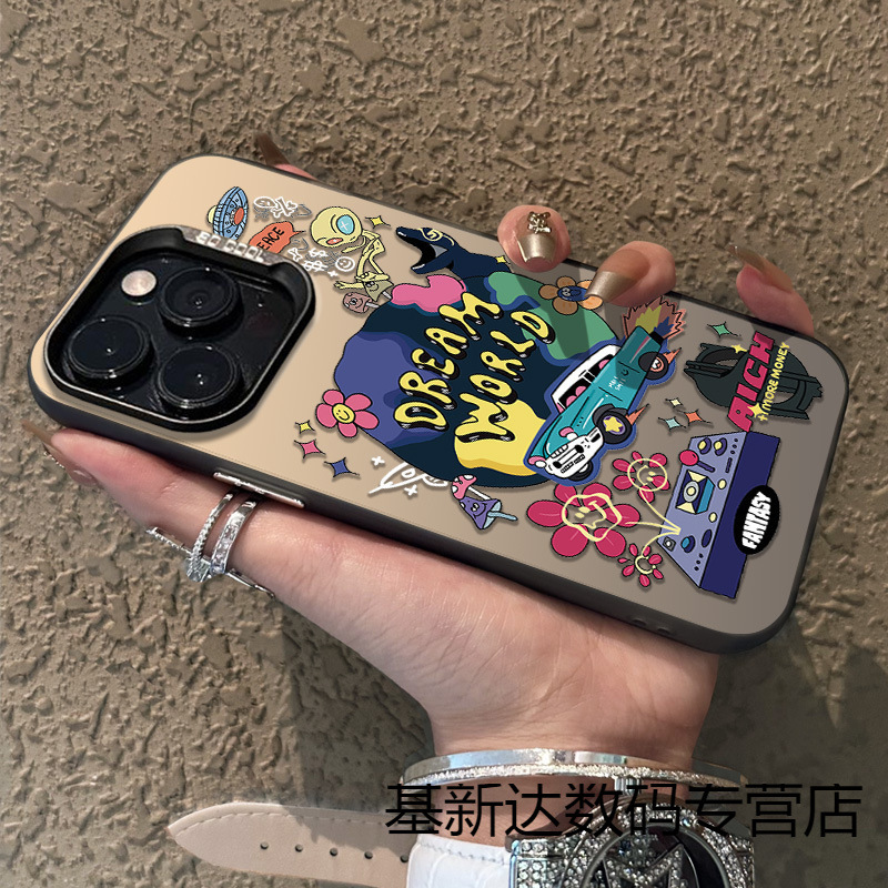 涂鸦外星人适用iPhone15promax苹果手机壳创意卡通14Pro新款13/12