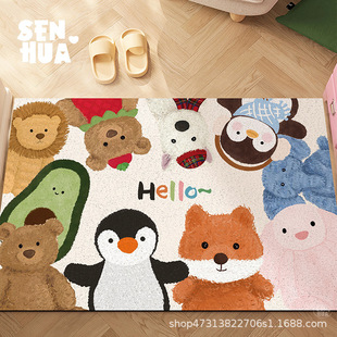 Cartoon Healing Entrance Door Floor Mat Wire Loop Entrance Carpet Can Be Cut to Remove Dust and Stain-Resistant Entrance Anti-Slip Floor Mats
