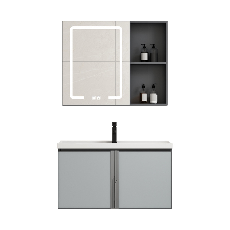 gabinete de lavabo tipo pared de aluminio espacial cerámica doméstica gabinete de baño integrado gabinete combinado lavabo de roca mesa gabinete combinado