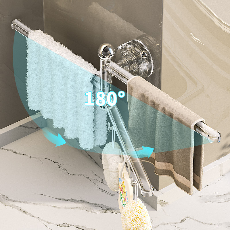 Estante de drenaje de trapo de ventosa Estante de almacenamiento de esponja multifuncional de cocina Estante de paño de cocina giratorio para colgar en la pared para el hogar
