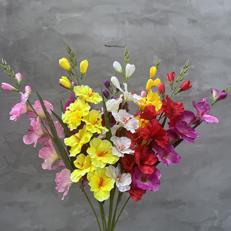 Simulated Single Sword Orchid Artificial Flower Large Sword Orchid Artificial Flower High-End Wedding Layout Hotel Scene Layout Silk Flower