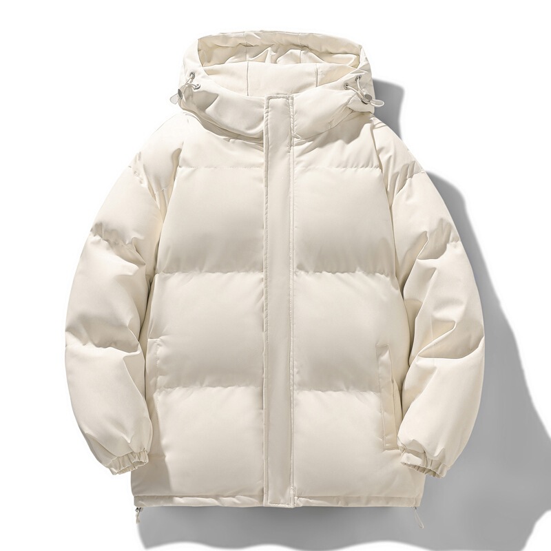 Men's Cotton Jacket for Autumn and Winter, Trendy Brand, Fleece-Lined, Thickened, Warm, Stand Collar, Versatile Casual Outerwear