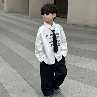 Children's Clothing Kidsren's Shirts 2025 Spring New Boys Korean Style Loose Shirts Small and Medium-Sized Kidsren's Spring Clothing Boys' Tops Trendy
