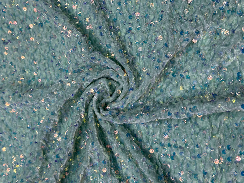 Otoño y invierno tela de terciopelo elástica 5mm oro espuma de cuentas de espuma de Navidad vestido de moda tela de sequilla image 26