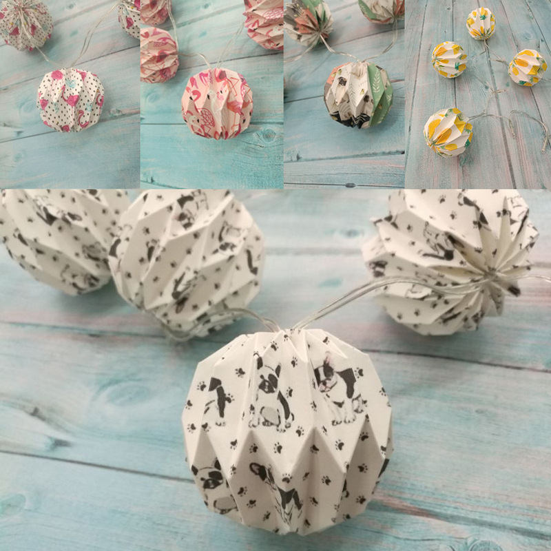 Children's fun printing hollow origami lampshade pumpkin paper lantern led string lamp accessories bedroom decoration fsc waterproof