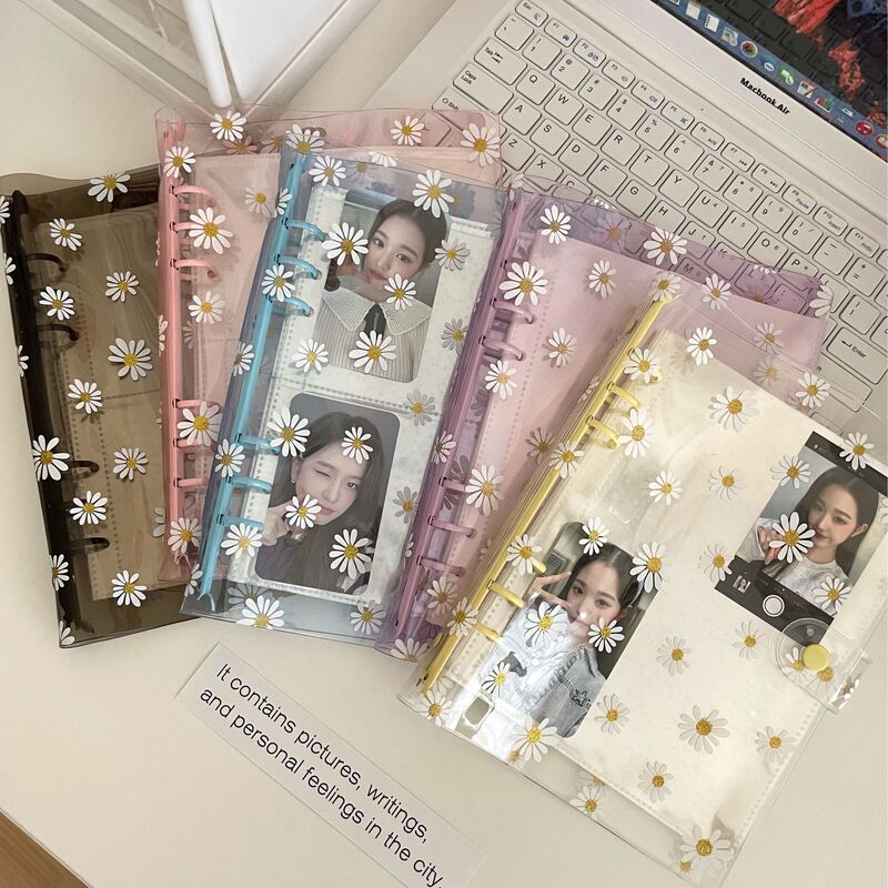 6 hole small Daisy transparent loose-leaf book A5A6A7 hand book Korea creative stationery new PVC loose-leaf shell