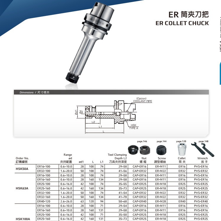 台湾普慧ER筒夹刀柄HSK63A-ER16-100