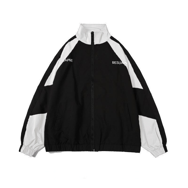 Retro Men's Patchwork Jacket Loose Fit Hip Hop Street Style_voghion.com