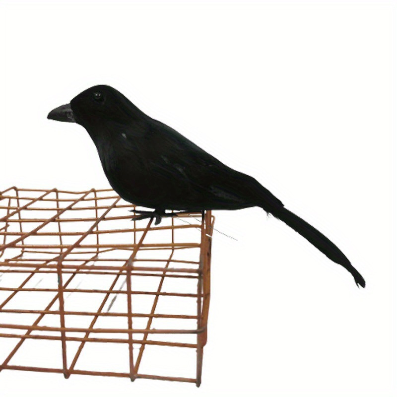 Decoración de cuervo artificial hecha a mano para Halloween, cuervo de plumas negras, accesorios para decoración de Halloween en interiores y exteriores