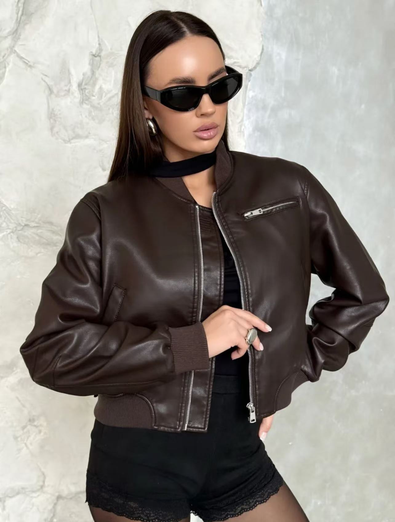 2026 Cross-Border European and American Women's Clothing Aliexpress Foreign Trade Style Za Zipper Jacket Coat Cross-Border Aliexpress