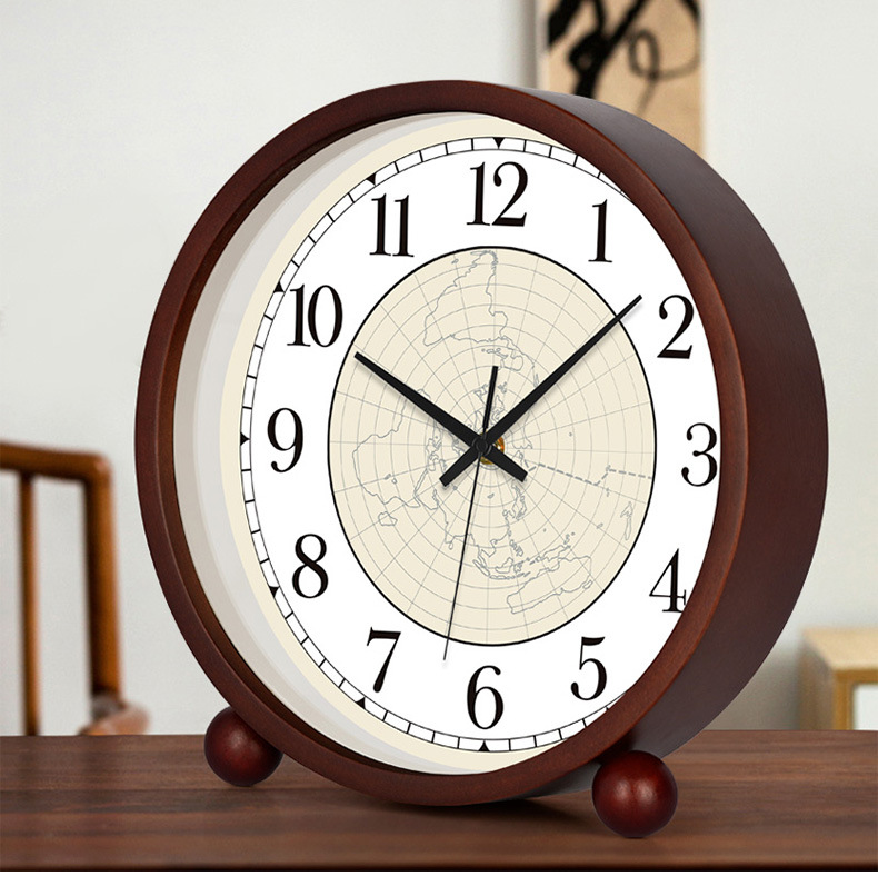 Solid Wood Table Clock Creative Table Clock Study Desk Clock Simple Table Clock Living Room Home Display Desktop Ornaments Sitting Clock