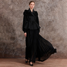 法式复古风优雅两件套2025冬季新款女装翻领收腰上衣+ 半身裙套装