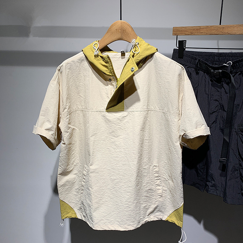 High-End Shirt Men's 2025 Spring & Fall New Style Vertical Texture Button Access Control Collared T-Shirt Men's Short-Sleeved T-Shirt Loose