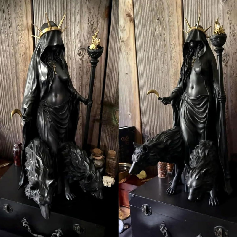 2025新款Cracker Barrel Witch 女巫雕像万圣节树脂摆件家居装饰|undefined