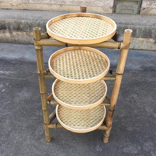 Bamboo Shelf shelf bamboo woven dustpan bamboo products multi-layer bamboo bamboo tripod dish shelf natural hot pot rack