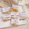 Metal earrings, retro set, advanced accessory, European style, suitable for import, punk style, wholesale