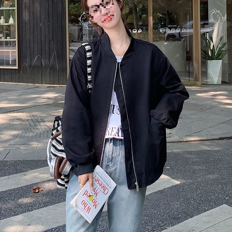 美式棒球服外套女春秋款宽松休闲显瘦长袖小个子洋气百搭短款夹克|undefined
