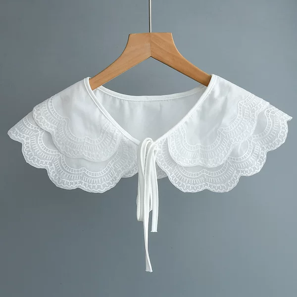 Double-layer embroidery thread small shawl Spring and Autumn new cloth lace-up spring and summer women's exterior decoration collar accessories