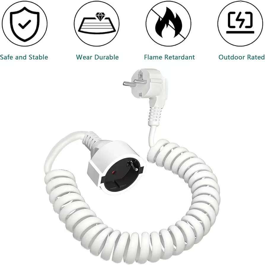 跨境热销欧标弹簧线PU/PVC弹簧线欧规螺旋延长线可拉伸缩螺旋线缆