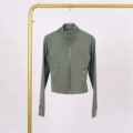 Sage green gold zipper short jacket