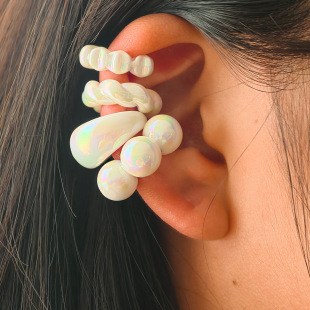 Cross-border new fantasy color C-ring without ear piercing ear bone clips Transparent color simple high-end earring set wholesale