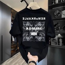 欧美潮牌短袖ins纯棉夏季新款男士印花T恤潮流男女百搭圆领体恤男