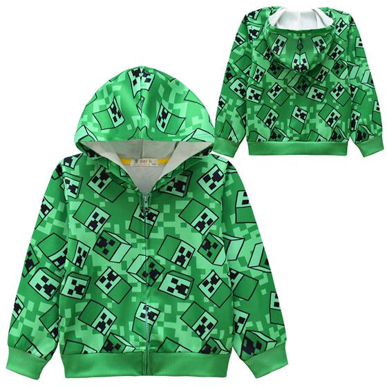 2024 Cross-border New Product My World Printed Middle and Big Children Zipper Hooded Jacket Sweater 36159
