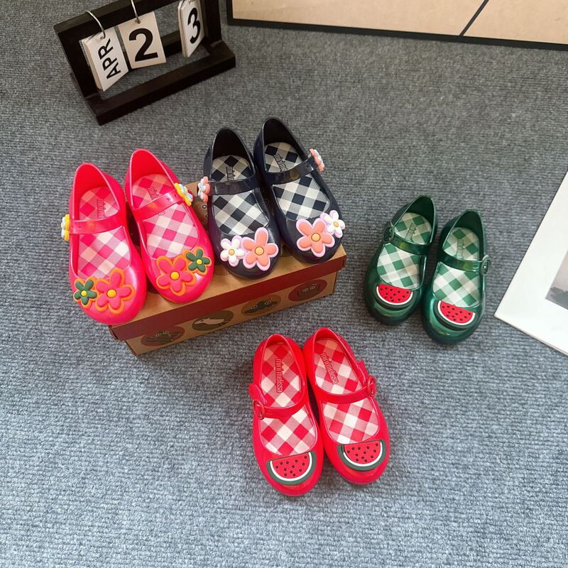 2025 New melissa Jelly Shoes Girls Xiangmei * Sha Round Head Children's Water Sandals Velcro Beach Shoes