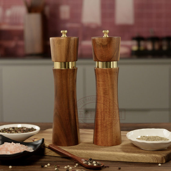 Wood Pepper Mill Manual Ceramic Core Acacia Wood Pepper Sea Salt Multi-use Grinder Household Multi-use Kitchen Tools
