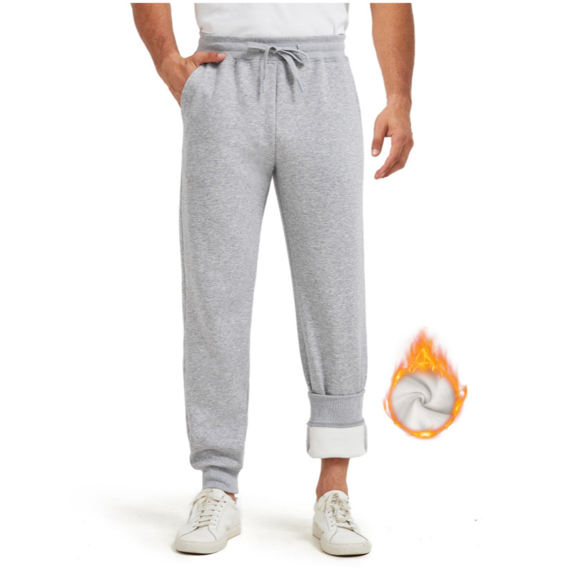 Cross-Border Autumn and Winter Popular Men's Fleece-Lined Warm Extra-Long Sweatpants, Length 34inch Outdoor Jogging Sweatpants