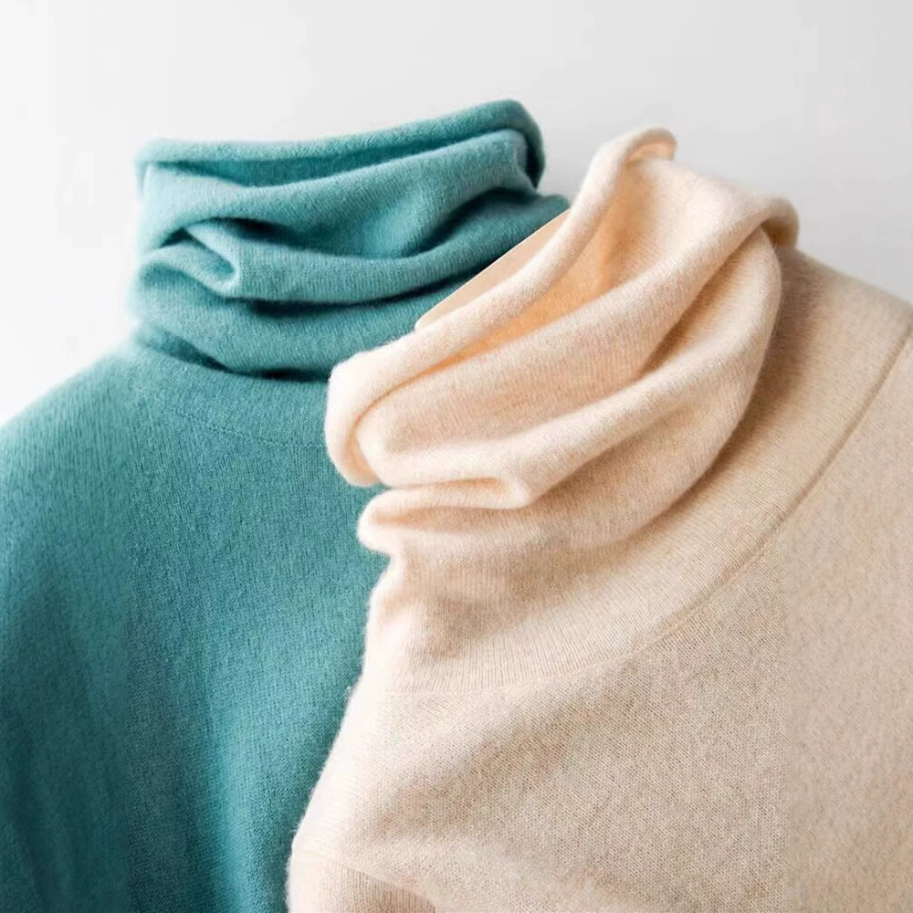 100 шерстяной свитер женский свитер с высоким воротом свободный свитер с воротом осенне-зимняя теплая нижняя рубашка Топ короткий