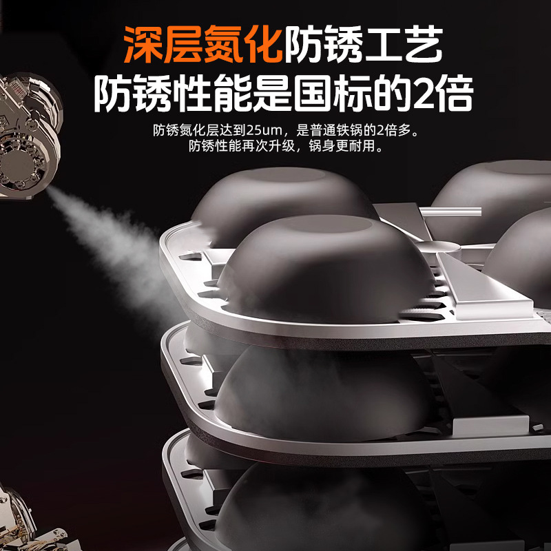 Olla de hierro Zhongkang, wok doméstico de fondo plano, sartén antiadherente de hierro fundido sin recubrimiento, cocina de inducción para una persona, wok pequeño de barriga grande