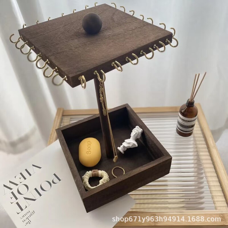 Simple Necklace Display Stand with Rotatable Headband, Hairpin, Car Keychain, Phone Chain, Earring, and Hair Tie Storage