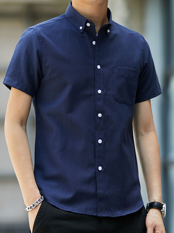 Camisas para hombre para primavera y verano, modernas y versátiles, estilo coreano de alta gama, corte ajustado, camisas informales, para ir al trabajo, transpirables para personas jóvenes y de mediana edad