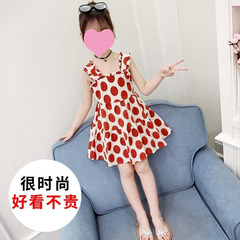 2024 Girls' Summer New Children's Super Stylish Polka Dot Princess Dress for Little Girls and Babies Tank Top Dress
