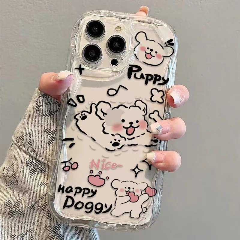 Funda para Teléfono con Diseño de Cachorro Adorable Compatible con Apple 17/13pro, iPhone14/16, Diseño Crema para Mujer, 15pro Anti-caídas