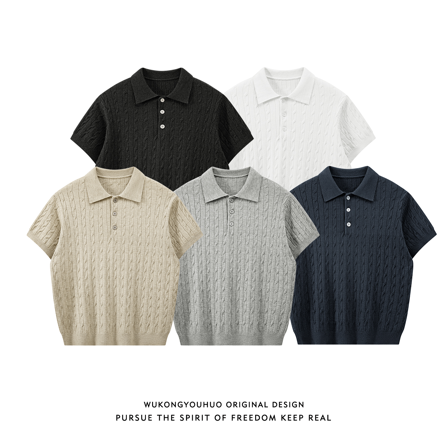 Polo camiseta camiseta de punto camiseta de manga corta camiseta hombre V-collar gaviota cuello rayas huecadas viejas líneas de viento verano fábrica transfronteriza al por mayor image 5