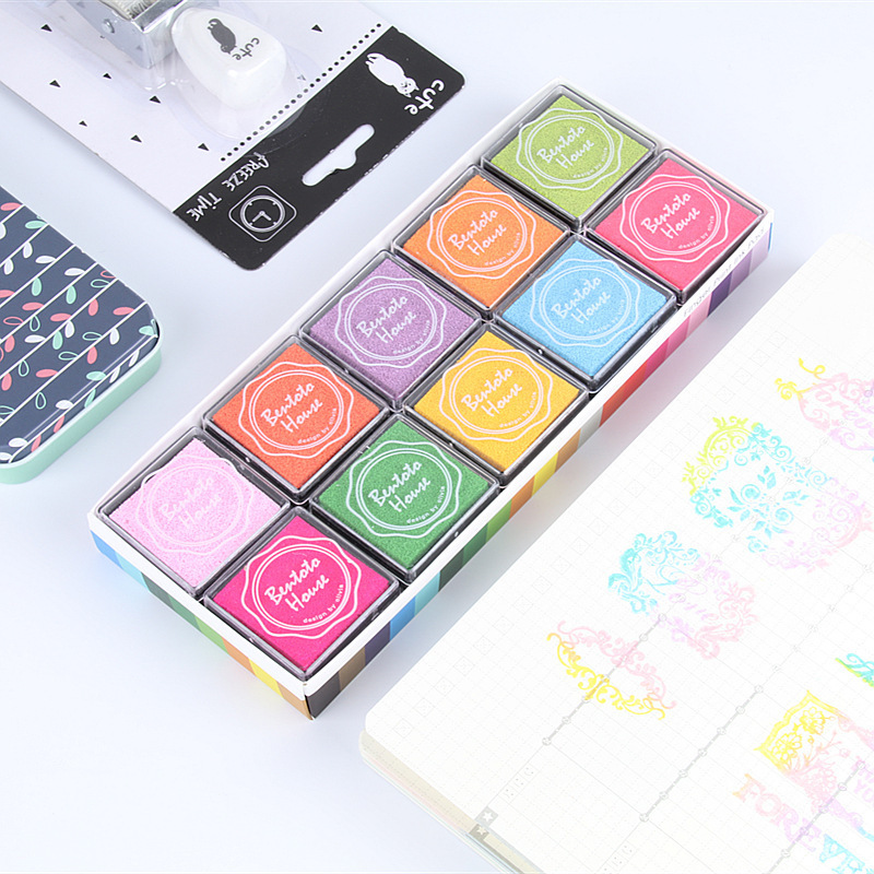 Amazon's Popular 4*4cm Ink Pad Colorful Ink Pad Set DIY Seal Ink Pad 20 Colorful Boxed Factory Wholesale