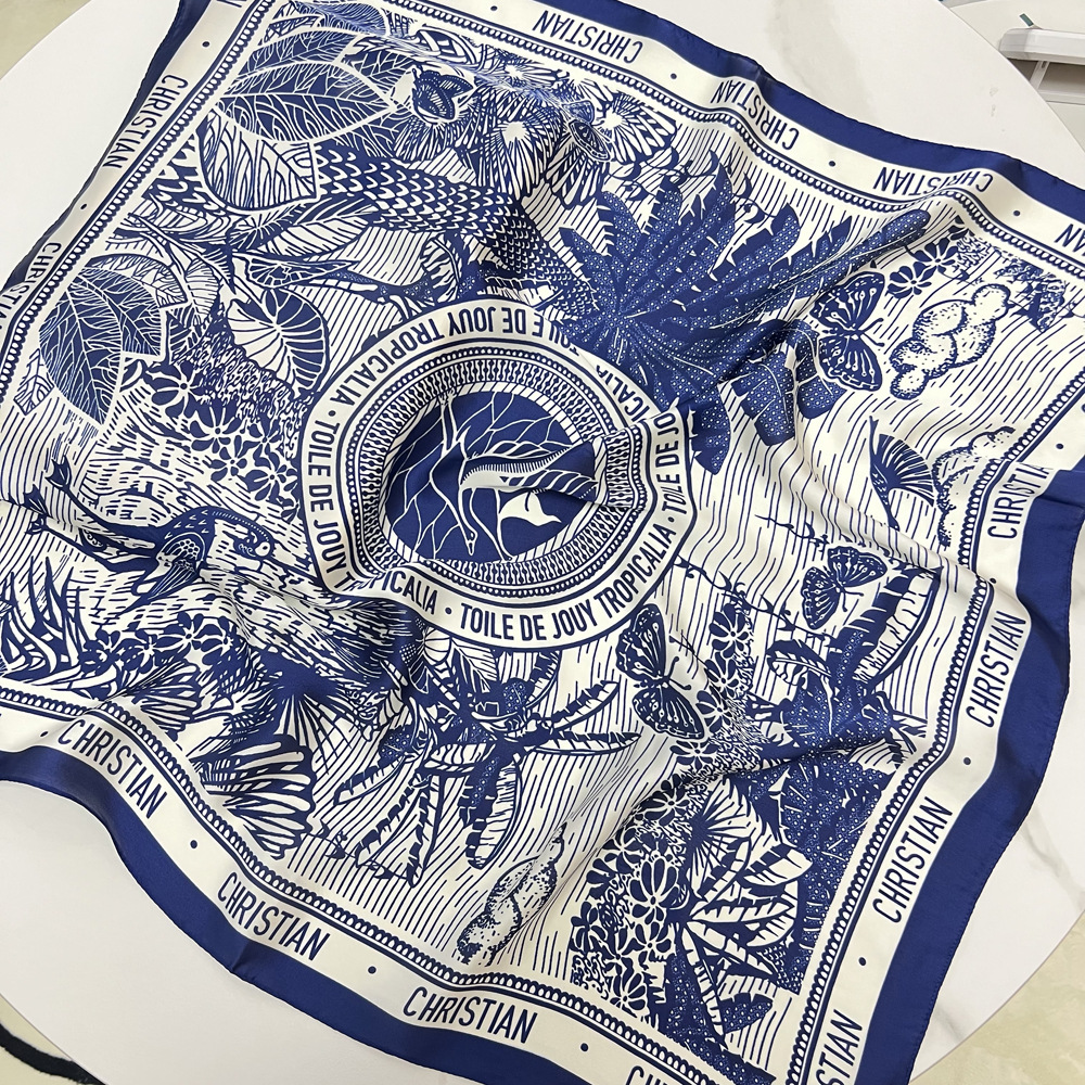 45g Weight Silk Scarf Classification Satin Material Summer Season Women'S Gender Women's Elegant Bird Satin Printing Scarves & Gloves 3