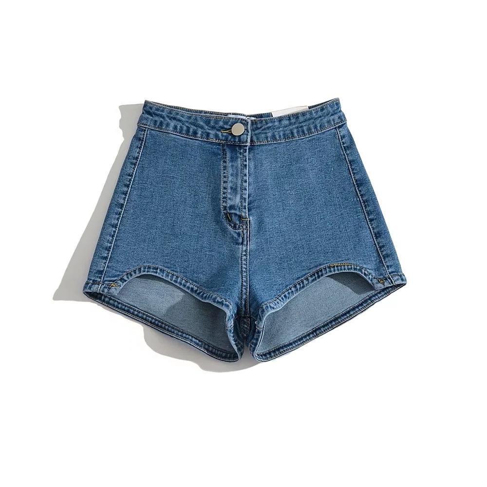 不規則高腰牛仔短褲辣妹顯腿長緊身包臀牛仔熱褲女包臀短褲夏季