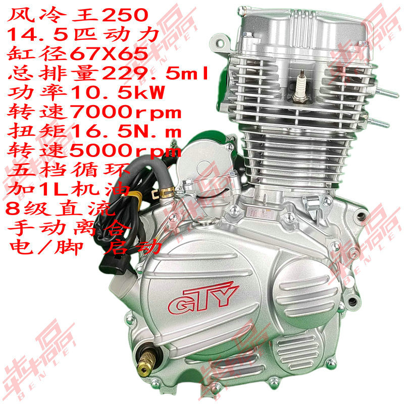 Gty Air-Cooled King Cg125150175200250300 Air-Cooled Push Rod Machine Two-Wheeled Motorcycle Engine Assembly
