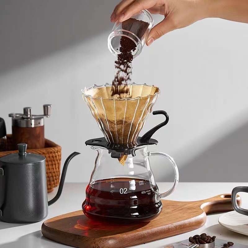V60 coffee filter cup 01/02 high borosilicate glass high temperature resistant coffee filter drip filter hand coffee suit funnel