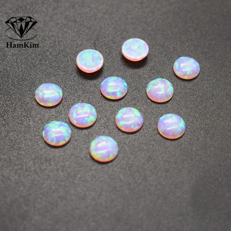 圆形  浅粉欧泊石