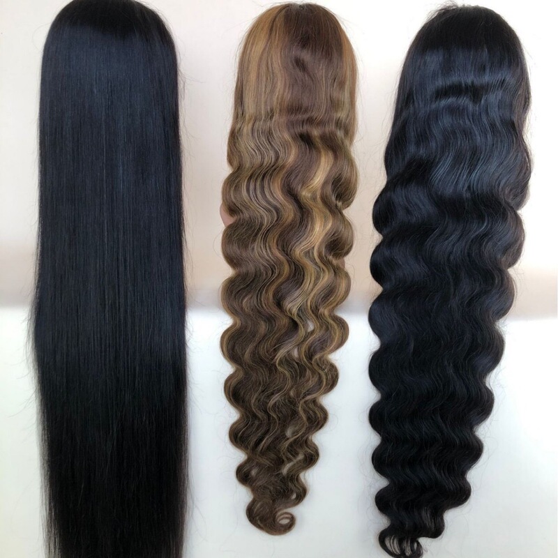 European and American 13*4 Human Hair Wig Cross-Border Amazon Aliexpress Exclusive Foreign Trade Wig for Women with Big Waves