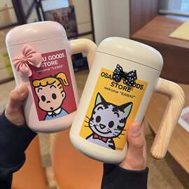 保温杯女款高颜值水杯316不锈钢陶瓷内胆泡茶杯茶水分离杯子可爱